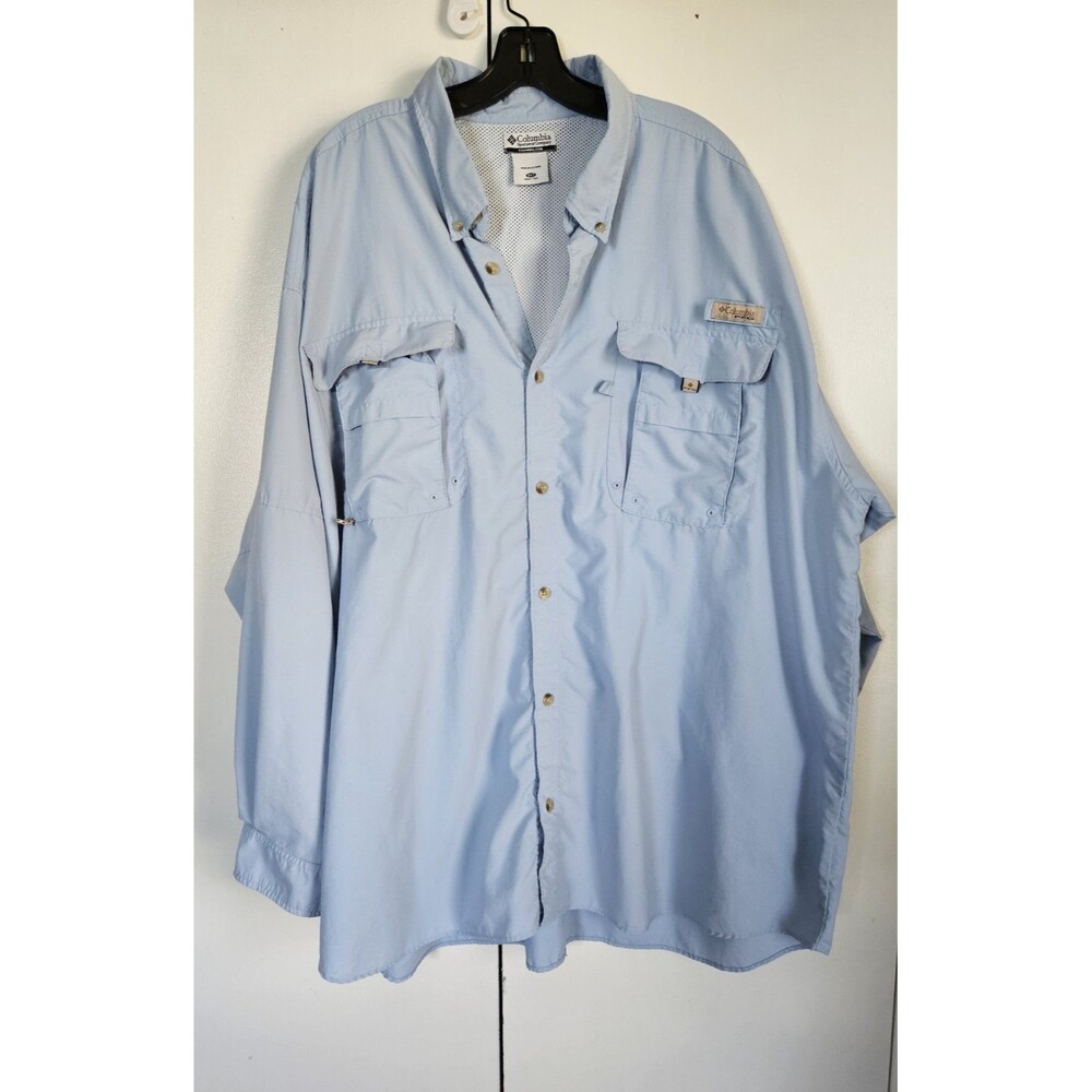 Columbia PFG Omni-Shade Fishing Shirt Mens 3XT Blue Vented Long Sleeve Big Tall
